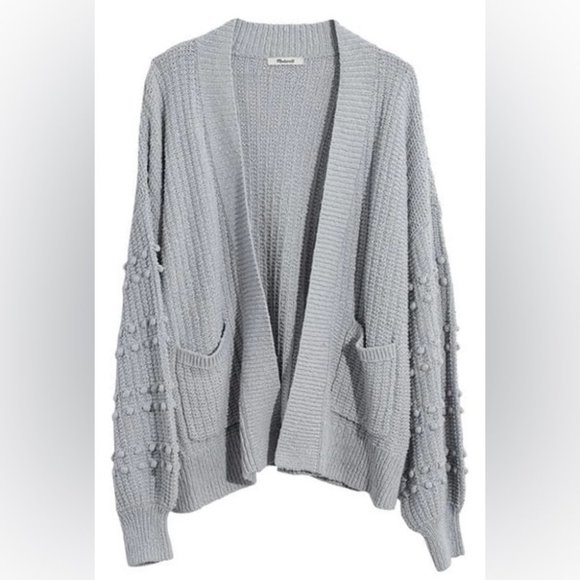 Madewell Grey Bobble Cardigan / Open front Sweater in Cool Fog Long sleeve S - Picture 3 of 16